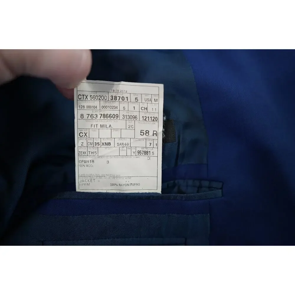 Ermenegildo Zegna Su Misura Trofeo Suit Jacket Mens 48R Blue 100% Wool Swiss